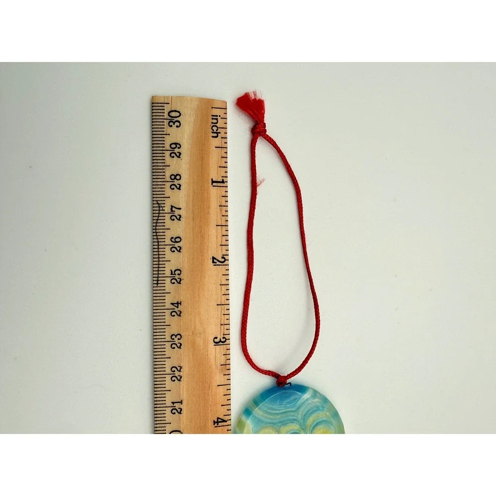 Handmade Art Glass Hair Pin Peacock Feather Design Teal Yellow with Red Box